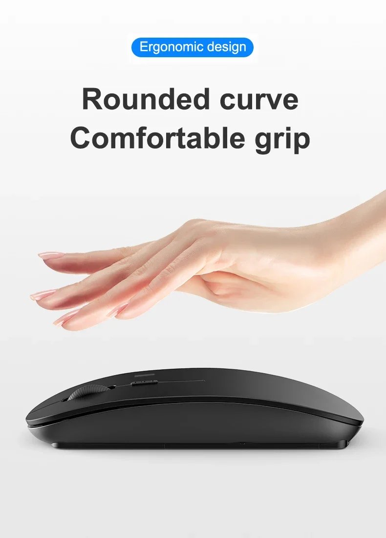Wireless Mouse Slim Bluetooth-compatible 2.4G Computer Mice Portable Rechargeable/Battery Cordless Mouse for iPad Laptop Desktop
