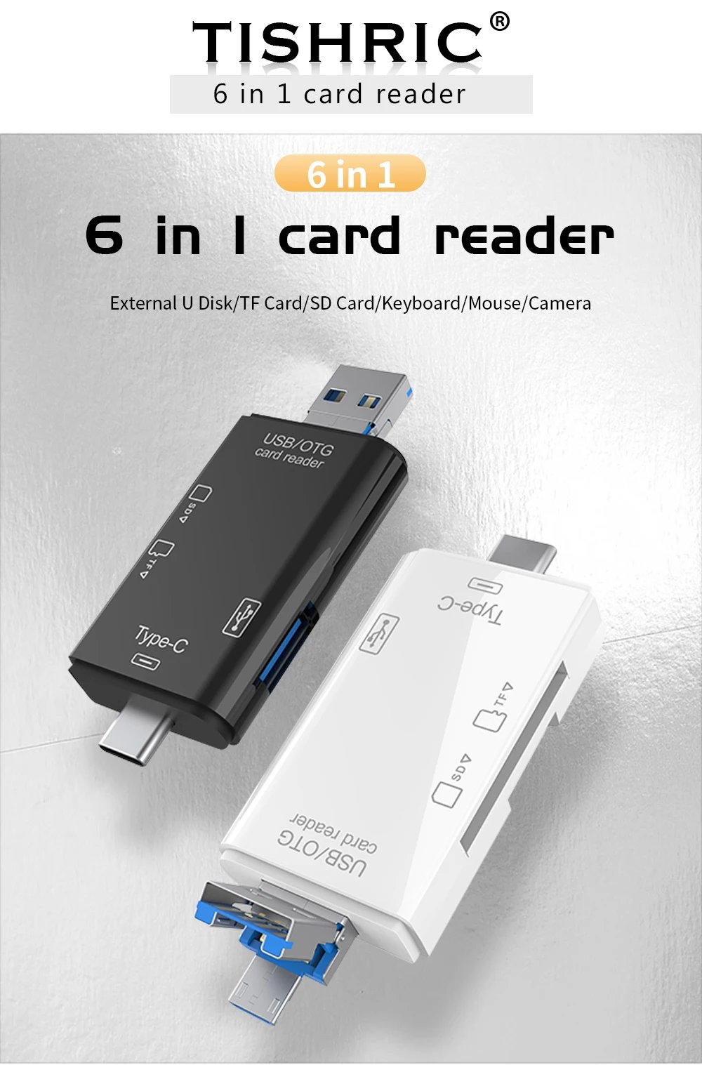 TISHRIC Type C Micro USB Adapter USB TF SD Card Reader USB-C Memory Card Adapter For Macbook Samsung Huawei XiaoMi Laptop Phone