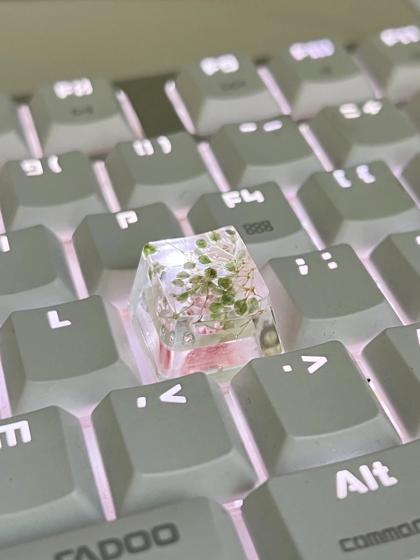 1Pcs High Quality Epoxy DIY Translucent Leaves Dry Flowers Paper Cross Axis Mechanical Keyboard Keycap Universal Accessories