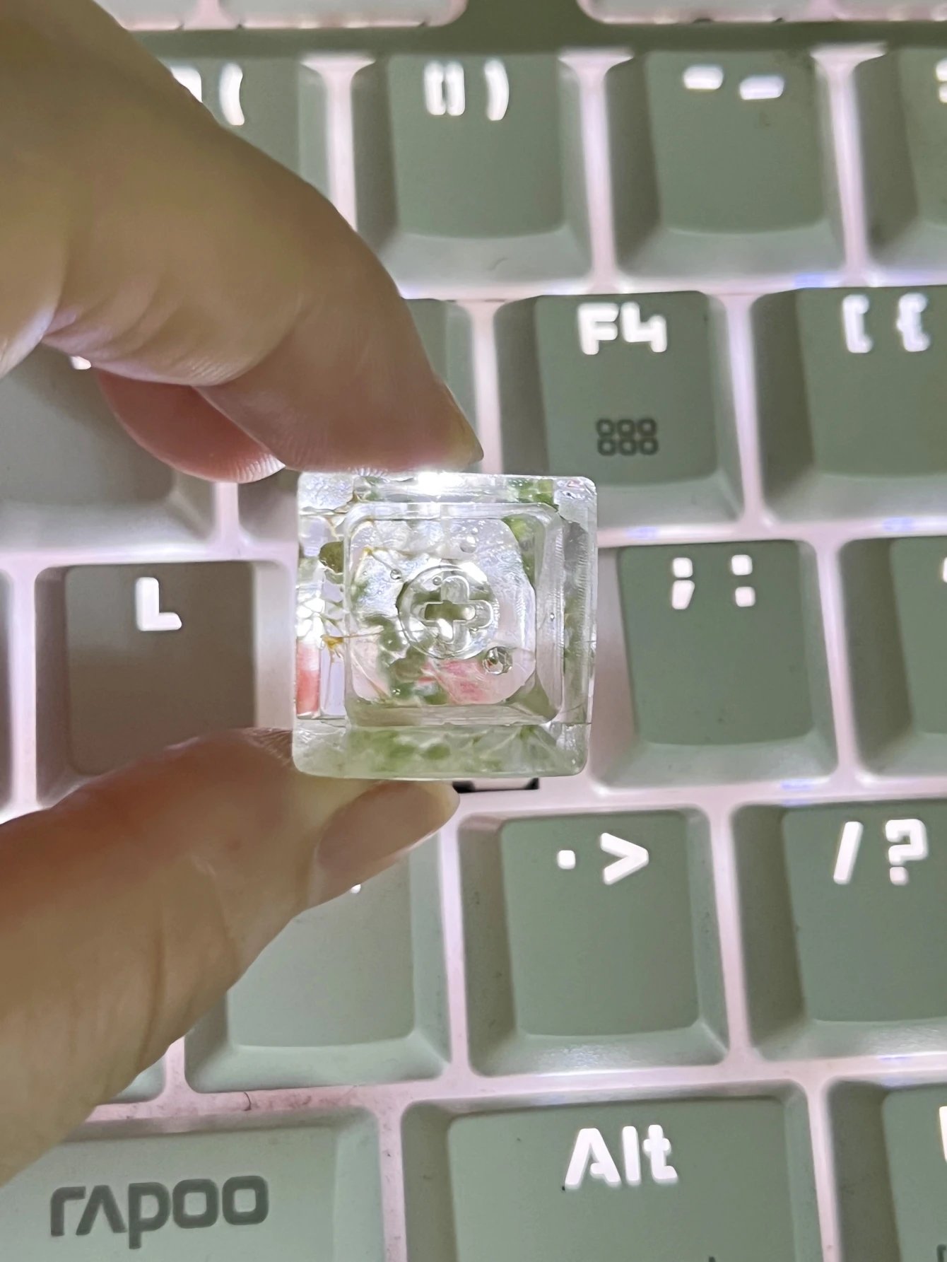 1Pcs High Quality Epoxy DIY Translucent Leaves Dry Flowers Paper Cross Axis Mechanical Keyboard Keycap Universal Accessories