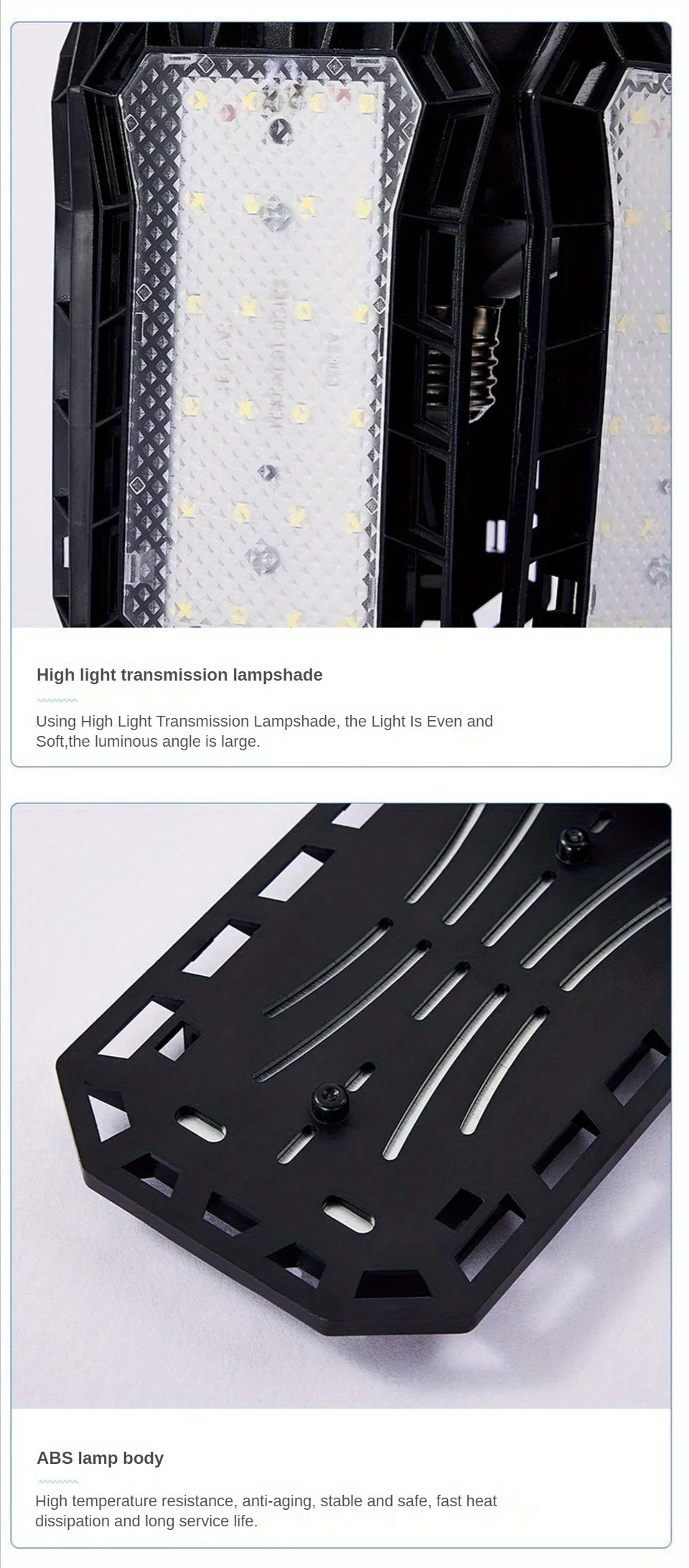 LED Garage Light Bulbs 45W 60W 80W10000LM Super Bright Garage Lighting LED Shop Light With Adjustable Panels, E27 Screw Socket