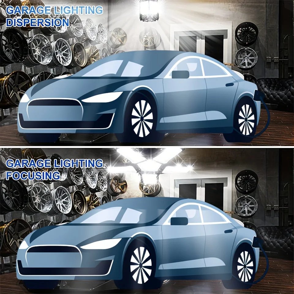 LED Garage Light Bulbs 45W 60W 80W10000LM Super Bright Garage Lighting LED Shop Light With Adjustable Panels, E27 Screw Socket