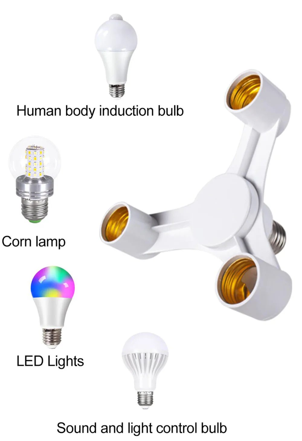 E27 Base Socket Splitter E27 to E27 EU LED Bulb Lamp Holder 2in1/3in1/4in1/5in1/6in1 LED Lamp Socket Light Bulb Adapter Holder