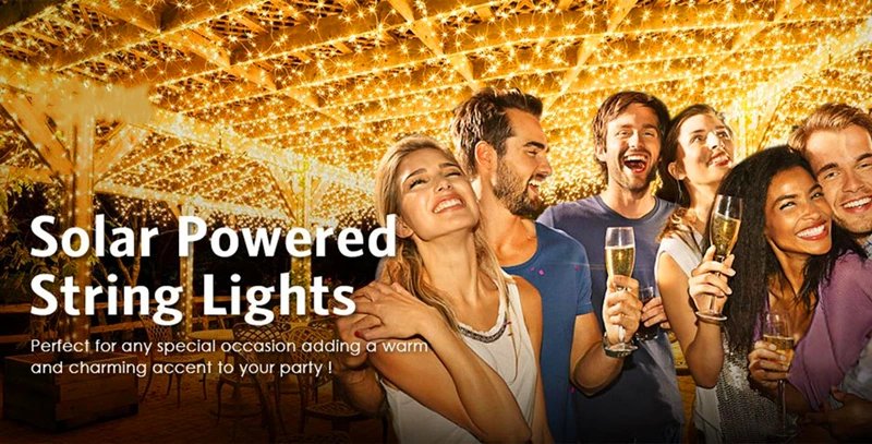 LED Solar Light Outdoor Garden Fairy String Light Led Twinkle Waterproof Lamp for Christmas Patio Tree Party 6m/12m/23m/33m