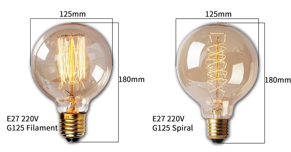 Retro Edison Bulb E27 220V 40W ST64 G80 G95 G125 Ampoule Vintage Edison Bulb Incandescent Lamp Filament Light Bulb Home Decor