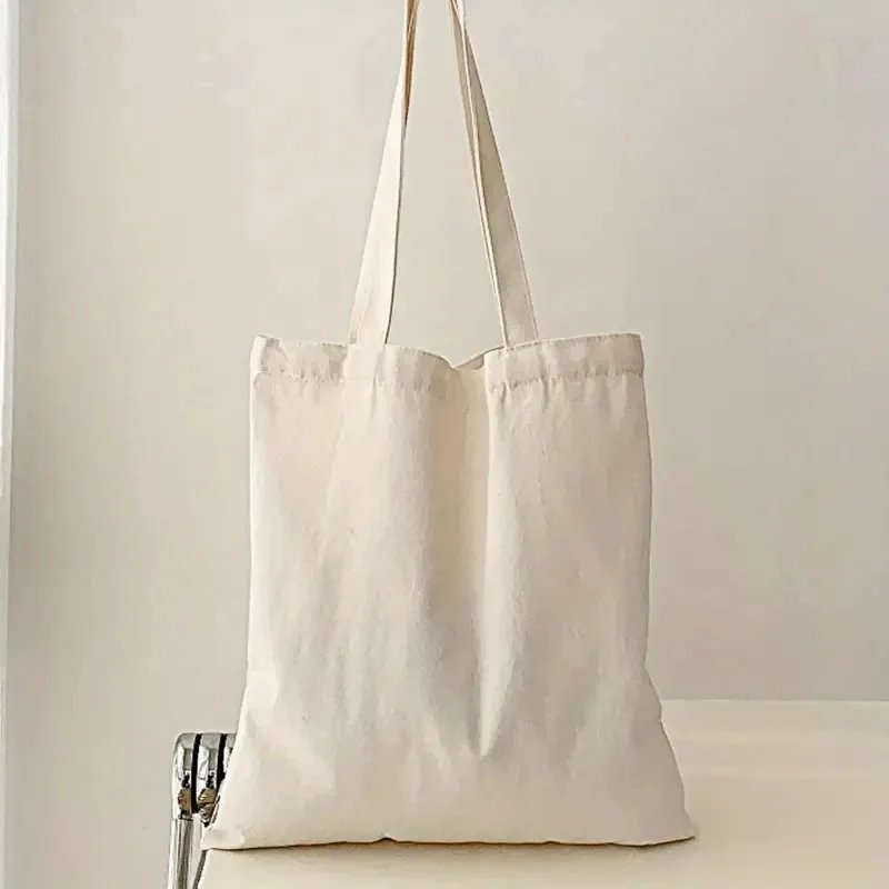 Simple and Casual Solid Color Canvas Material Large Capacity Women's Handheld Shoulder Bag for Shopping and Travel