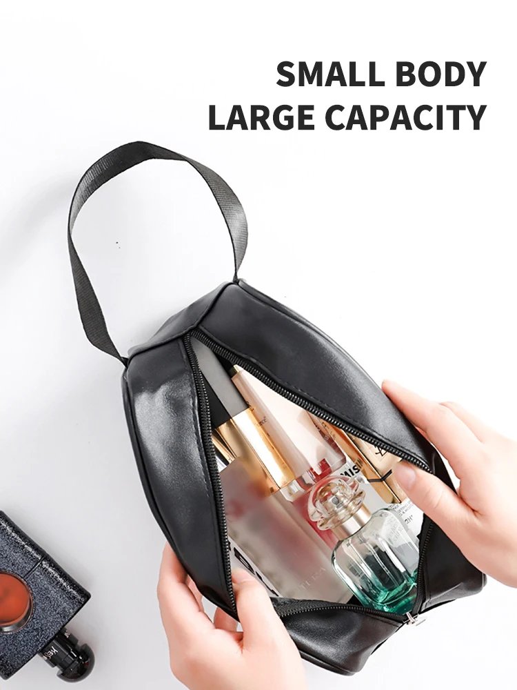 Pu Transparent Three Piece Makeup And Toiletries Bag, Large Capacity Pvc Semi Transparent Frosted Portable Storage Bag
