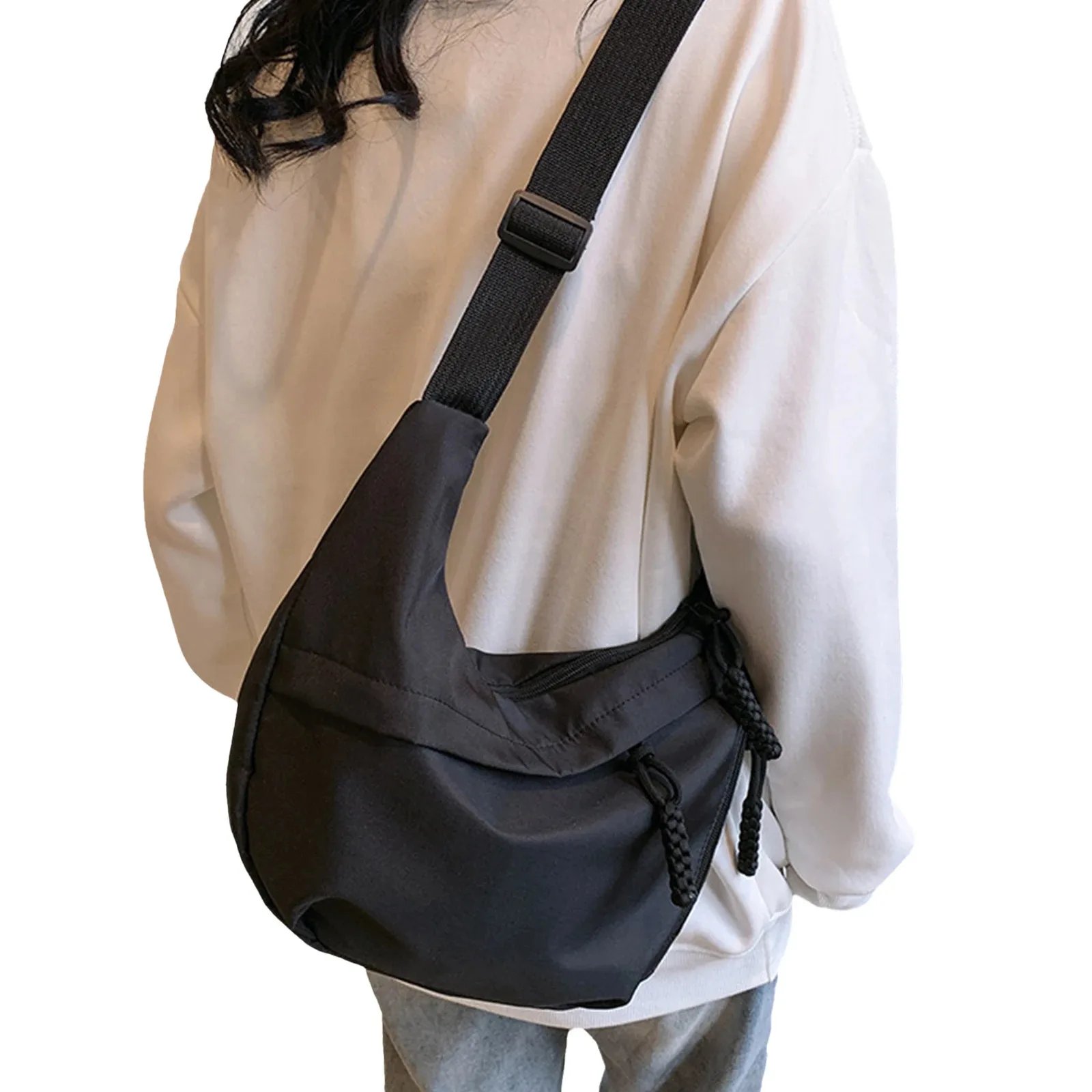 New retro nylon tote bag, stylish large capacity shoulder bag, commuting crossbody bag