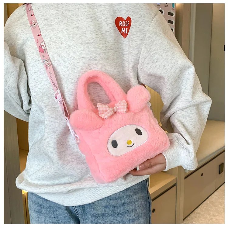 Sanrio Bag Kawaii Kuromi Cinnamoroll My Melody Cartoon Anime Plush Handbag Cosmetic Bag Travel Storage Bag Women Girl Gifts