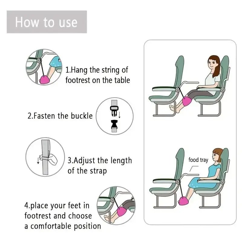 Airplane Footrest With Adjustable Strap, Portable Hammock Leg Rest, Perfect Travel Accessories