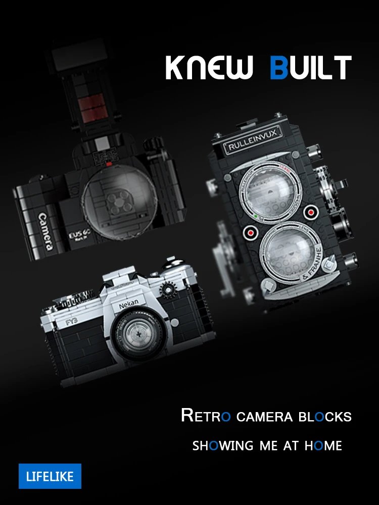 KNEW BUILT Classic Digital Camera Model Mini Brick Toys for Boys Adult Assembly Design Block Kits Classical Collection Projector