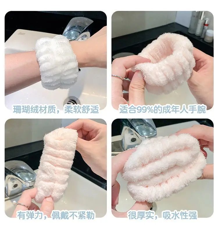 2Pcs One Pair Wash Face and Wrist Band Absorb Water Sports Sweat Wiping Bracelet Hairband Moisture Proof Sleeve Wrist Guard