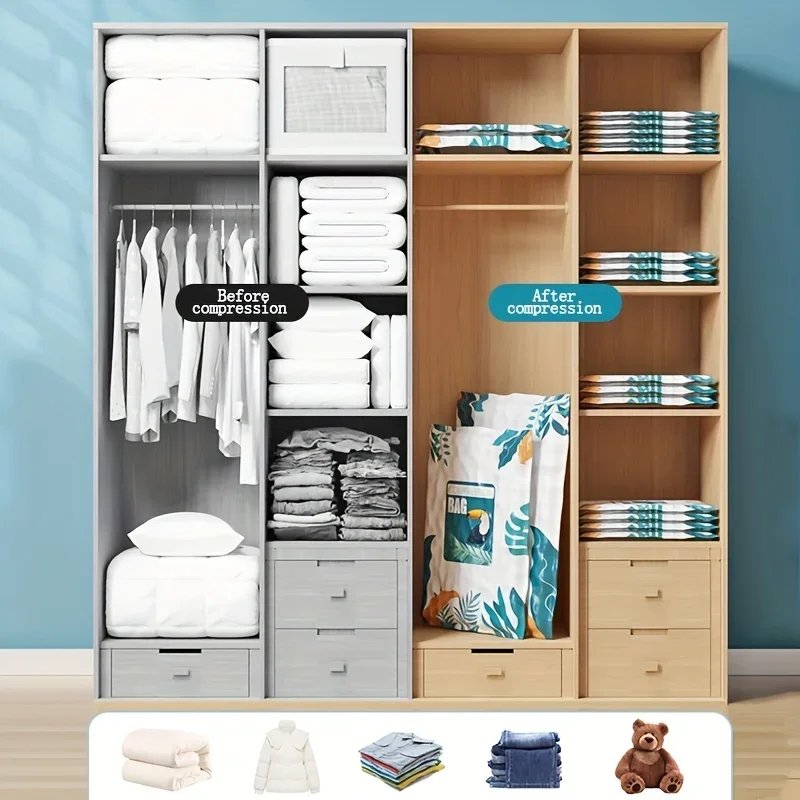 Large capacity vacuum compression bag Lightweight travel clothing bag Vacuum compression storage bag Clothes blankets dust bags