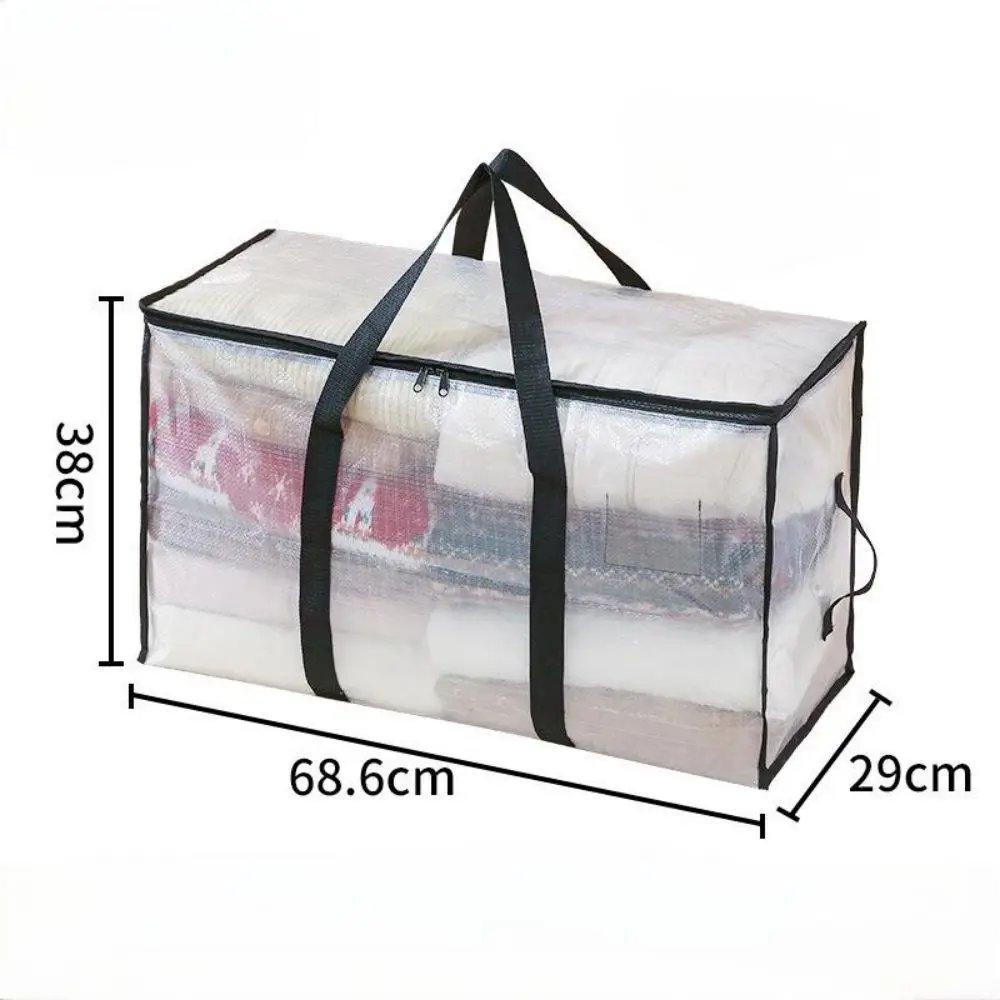 Quilt Organizer Bag Foldable Transparent Large Capacity Woven Closet Sort Waterproof Double Zipper Portable Storage for Clothes
