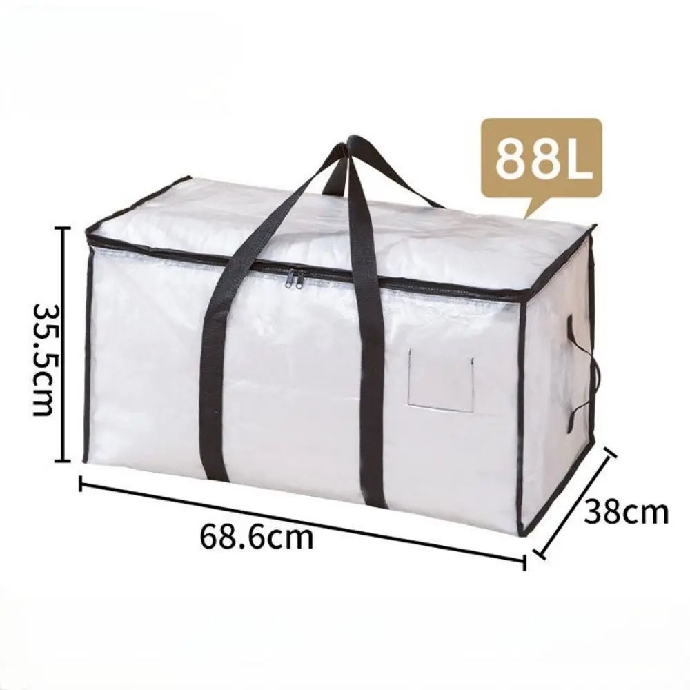 Quilt Organizer Bag Foldable Transparent Large Capacity Woven Closet Sort Waterproof Double Zipper Portable Storage for Clothes