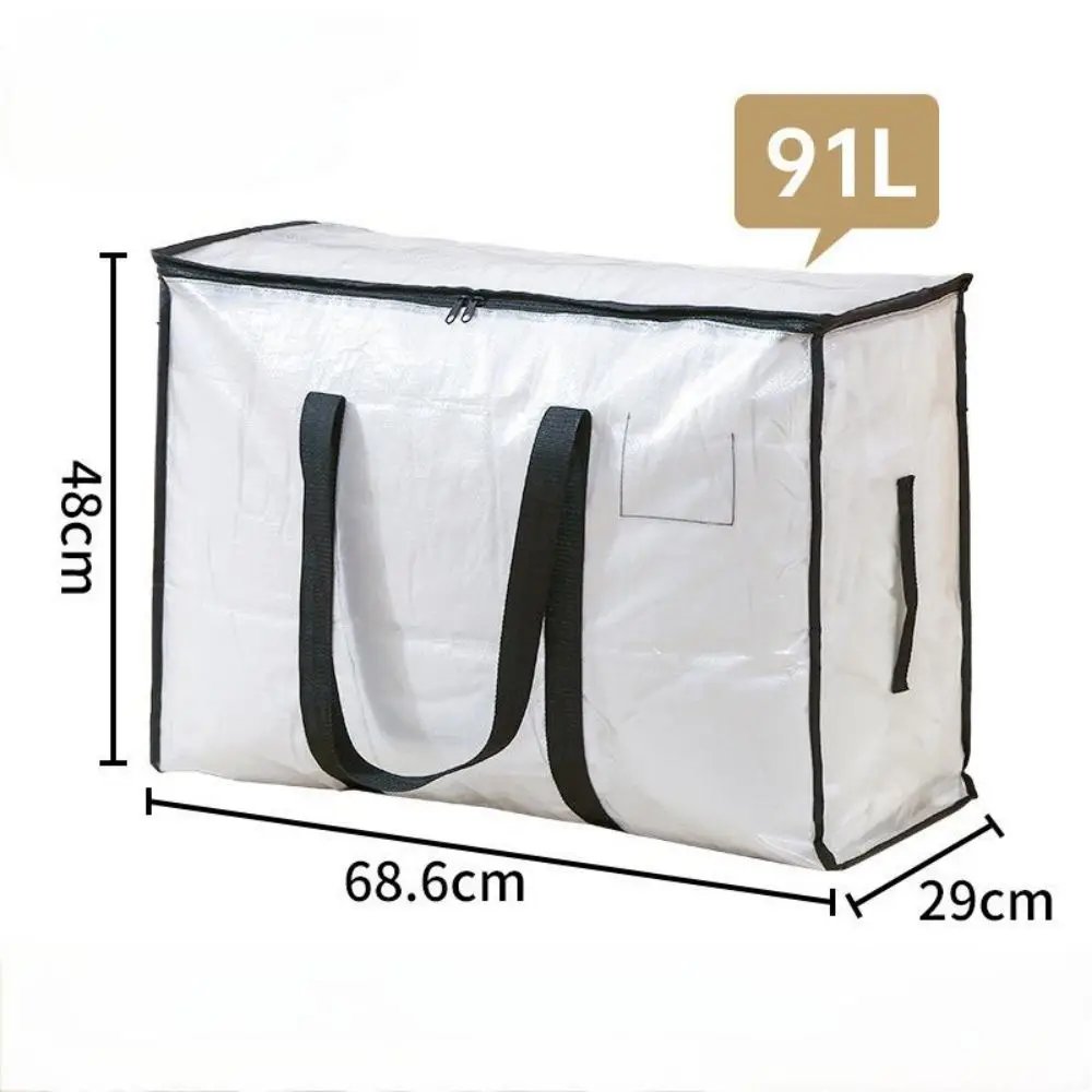 Quilt Organizer Bag Foldable Transparent Large Capacity Woven Closet Sort Waterproof Double Zipper Portable Storage for Clothes
