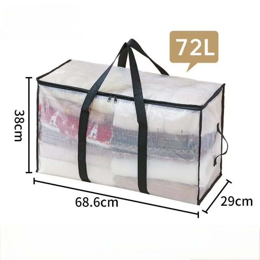 Quilt Organizer Bag Foldable Transparent Large Capacity Woven Closet Sort Waterproof Double Zipper Portable Storage for Clothes