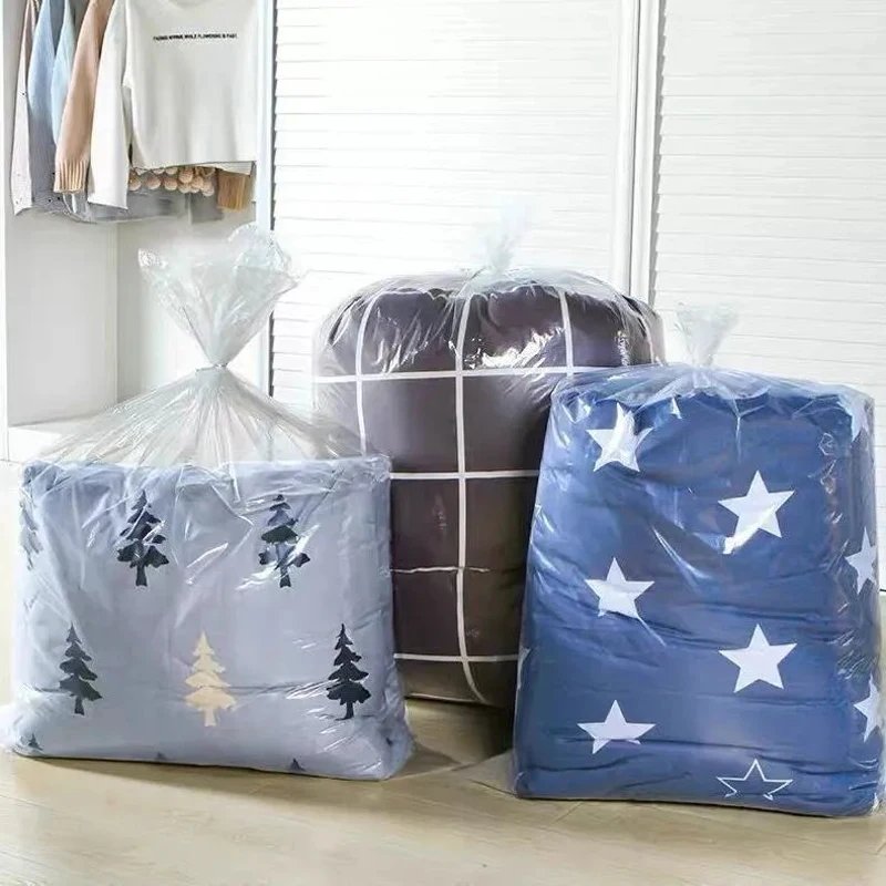 PE Clothes Quilt Storage Bag Transparent Moisture-proof Dustproof Quilt Storage Bag Plastic Moving Luggage Finishing Bag